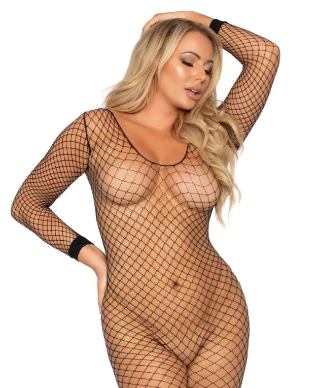 Lycra Industrial Long Sleeves Bodystocking - O/S (Black)