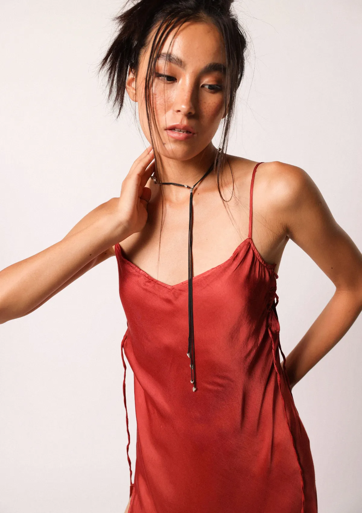 MAHALA BIAS SLIP DRESS - CHILLI OIL / COPPER BROWN OMBRE