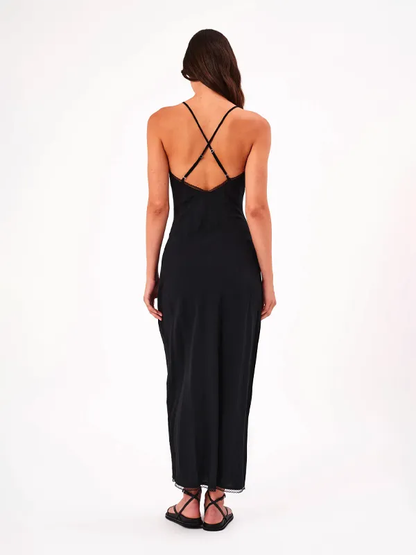 Margaux Bamboo Slip Dress: Black