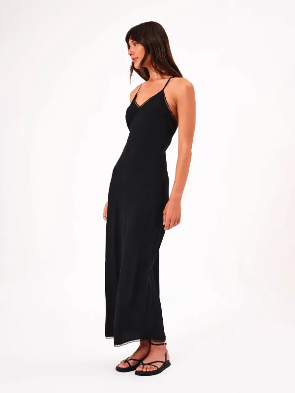 Margaux Bamboo Slip Dress: Black