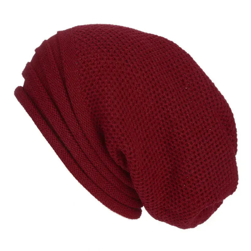 Men's Slouchy Wool Knit Beanie - Warm Winter Hat for Outdoor Fun