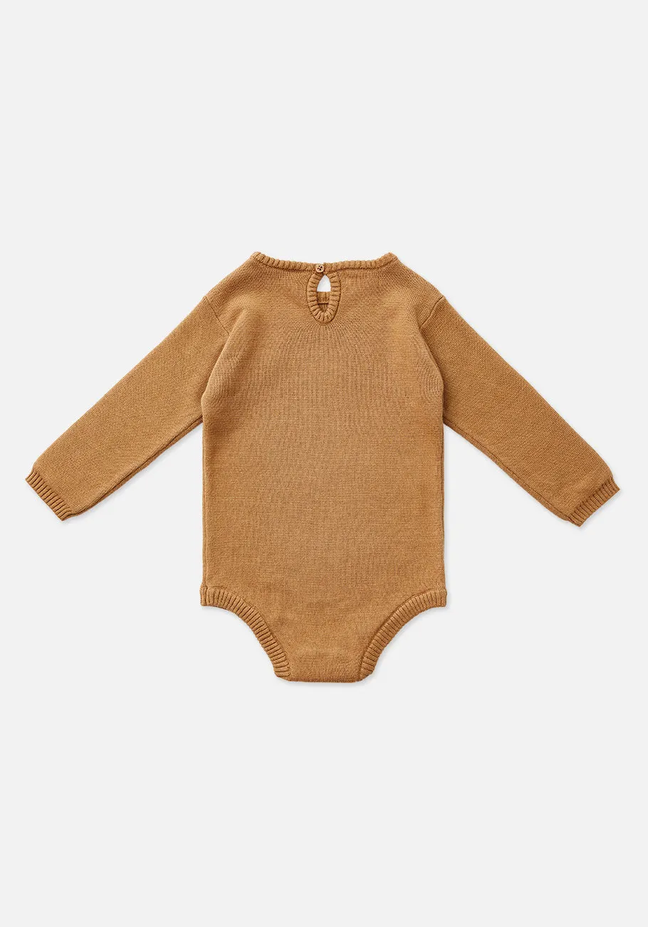 Miann & Co Baby - Long Sleeve Knit Bodysuit - Caramel