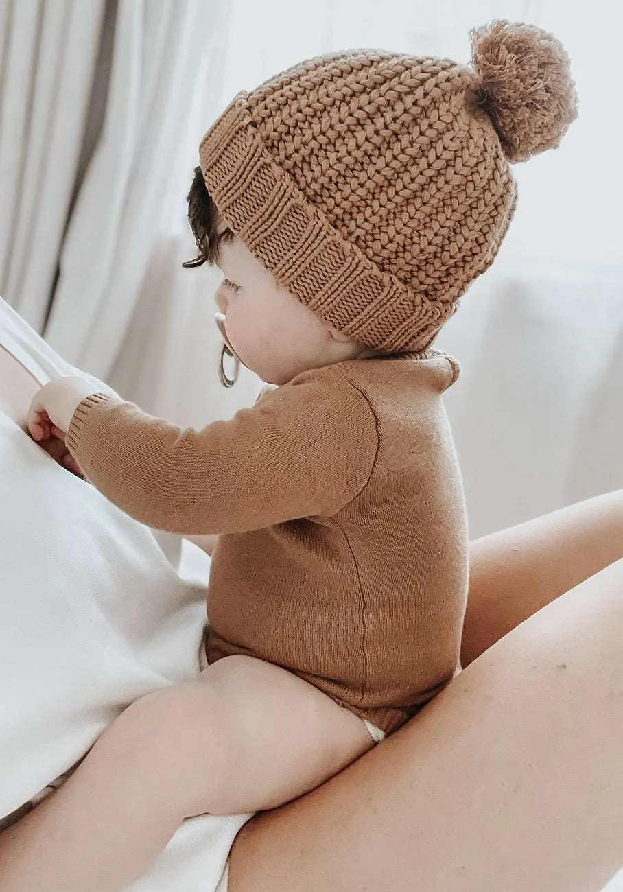 Miann & Co Baby - Long Sleeve Knit Bodysuit - Caramel