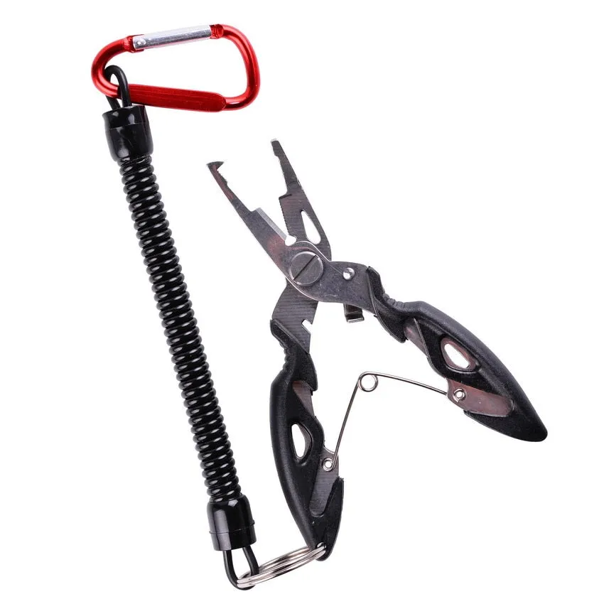 Multi Functional Fishing Pliers Scissors Line Cutter Hook Remover Fishing Clamp Accessories Tools With Lanyards Spring Rope