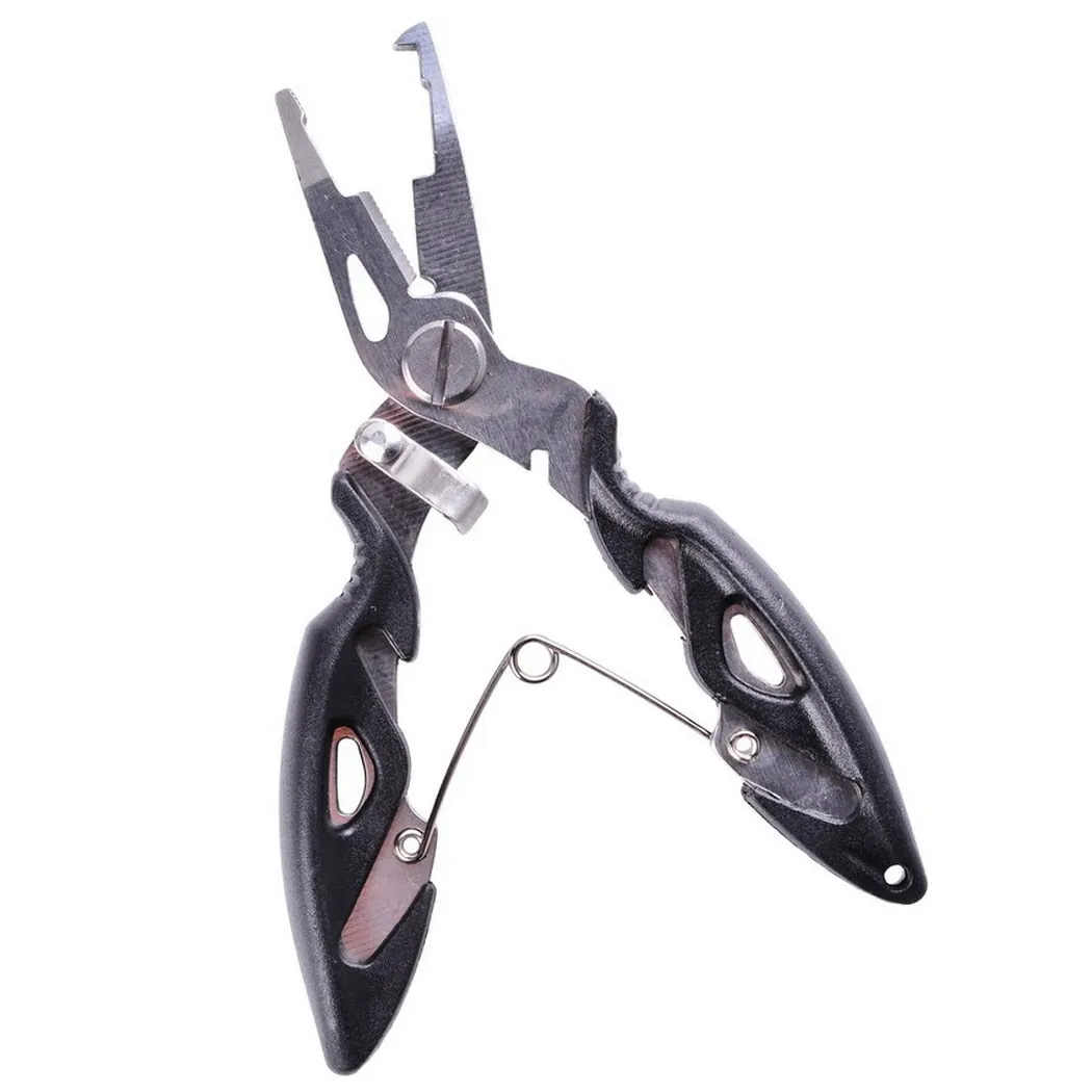 Multi Functional Fishing Pliers Scissors Line Cutter Hook Remover Fishing Clamp Accessories Tools With Lanyards Spring Rope