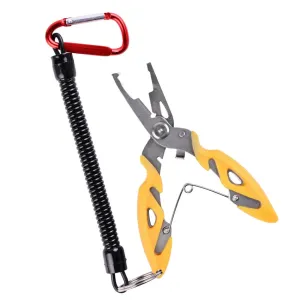 Multi Functional Fishing Pliers Scissors Line Cutter Hook Remover Fishing Clamp Accessories Tools With Lanyards Spring Rope