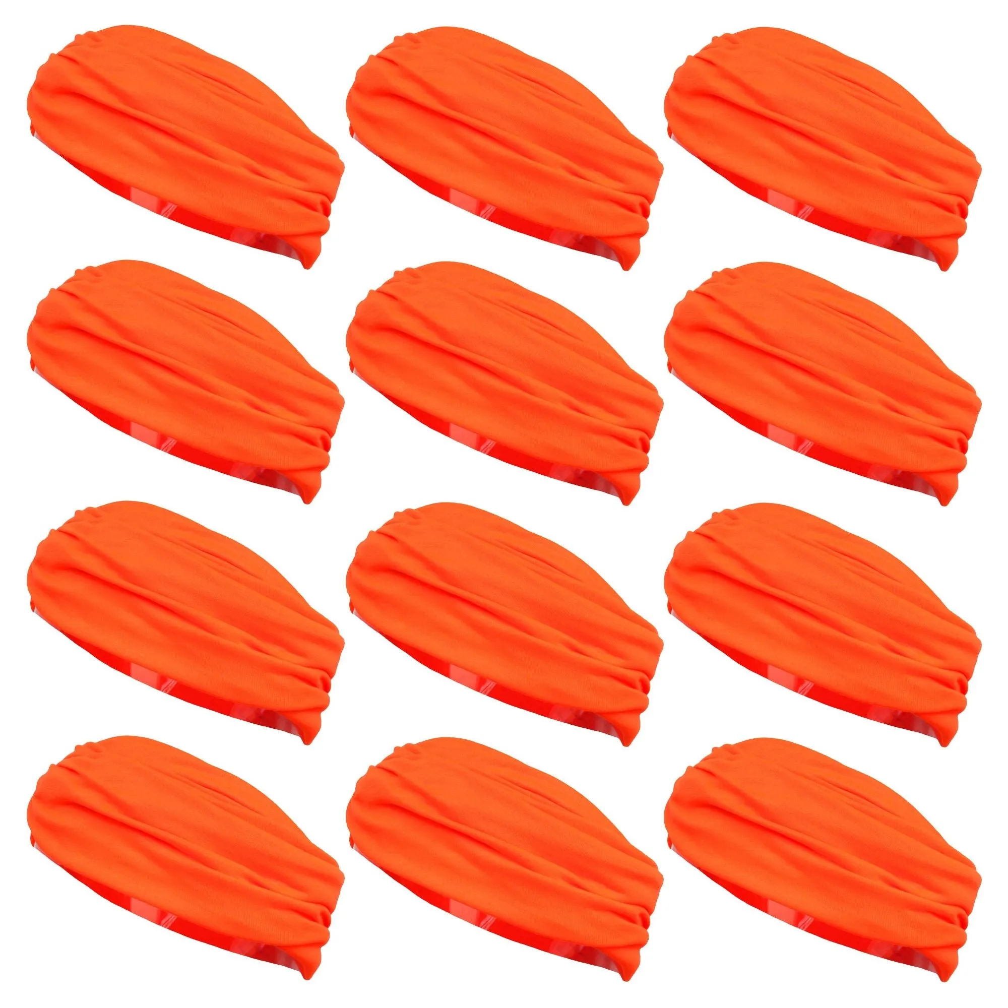 Neon Orange Neck Gaiter Headbands - 12 Pack