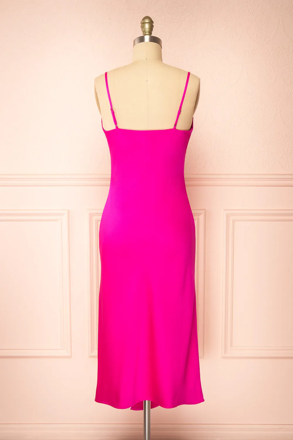 Octavia | Midi Fuchsia Slip Dress