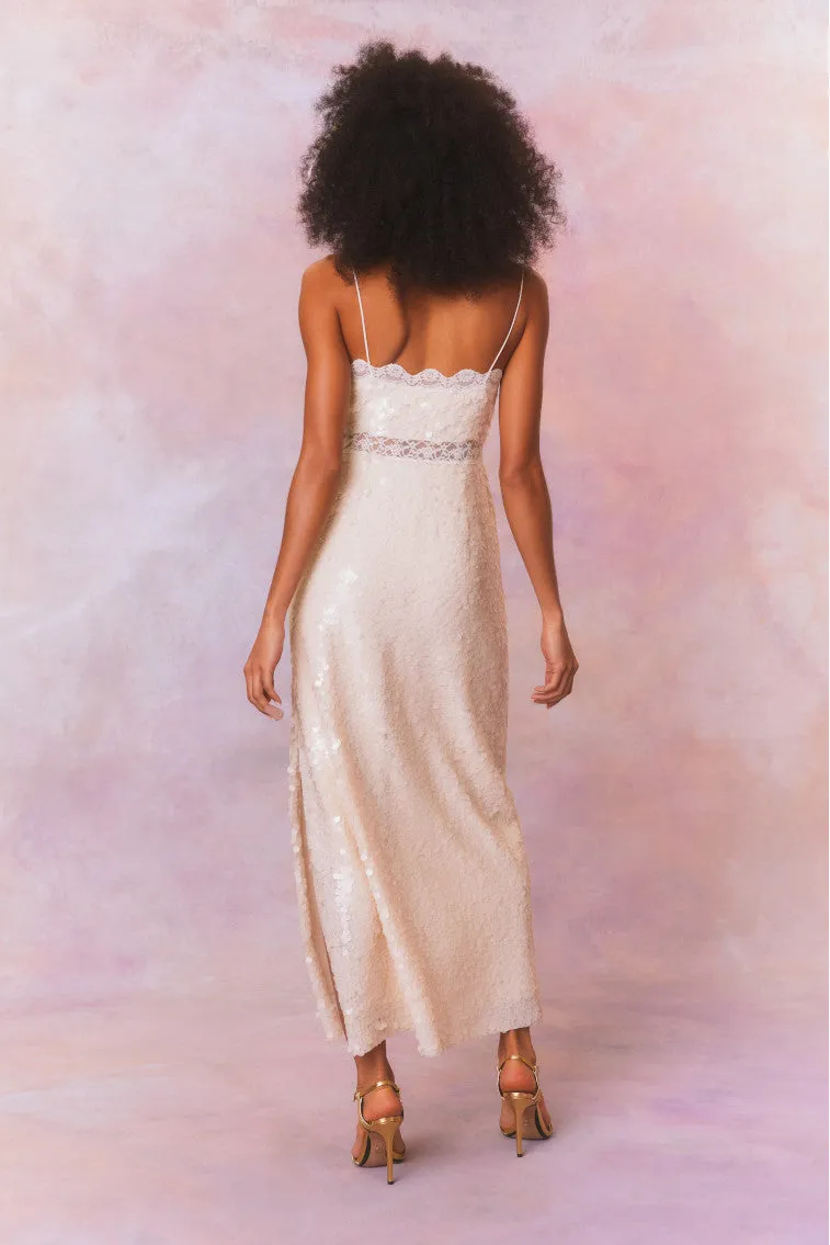 Olmine Sequin Maxi Dress - CREAM