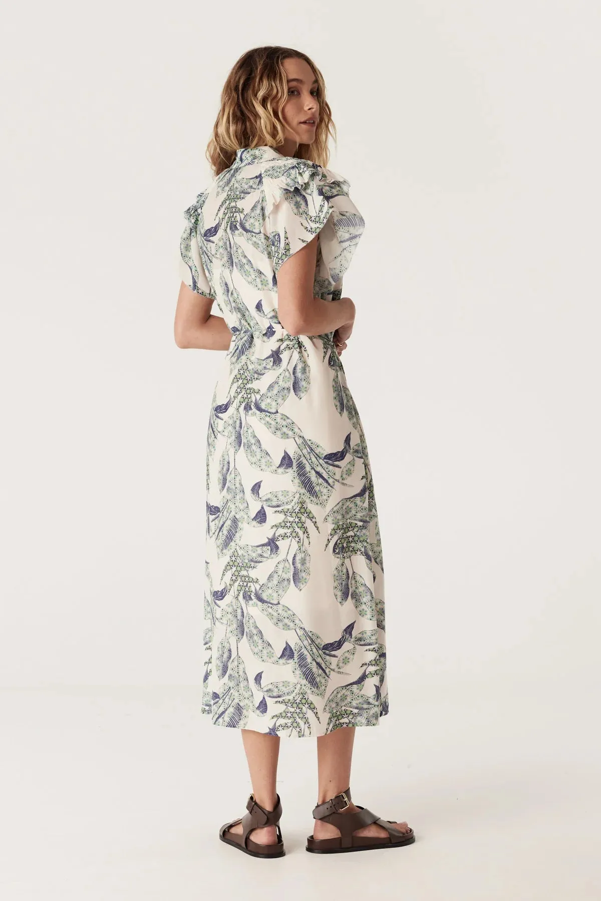 PALOMA FRILL DRESS | Leaf Print