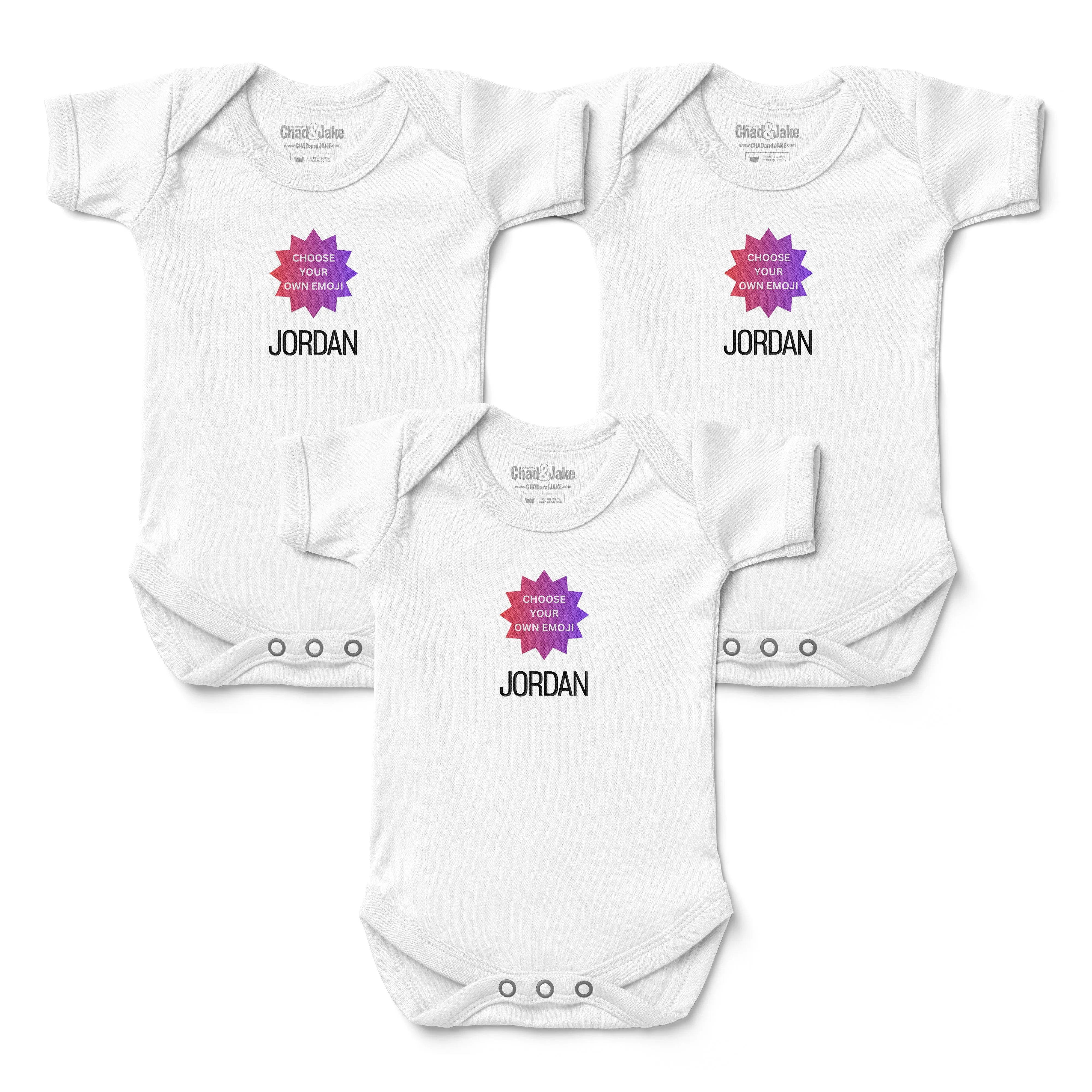 Personalized Emoji Bodysuit - 3 Pack Choose Your Own