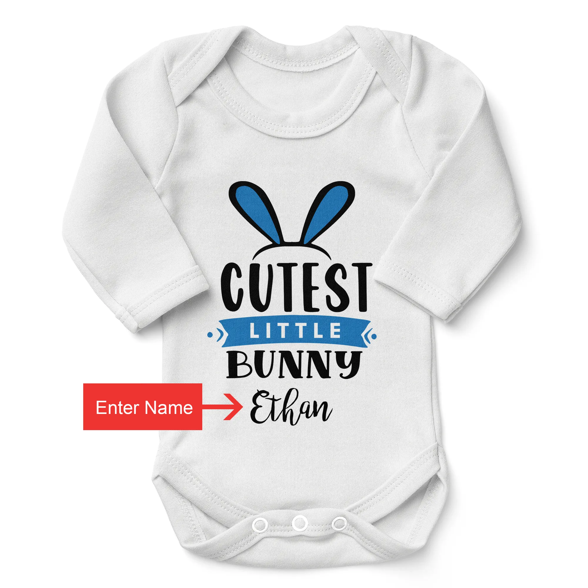 [Personalized] Endanzoo Organic Baby Bodysuit - Cutest Little Bunny Boy