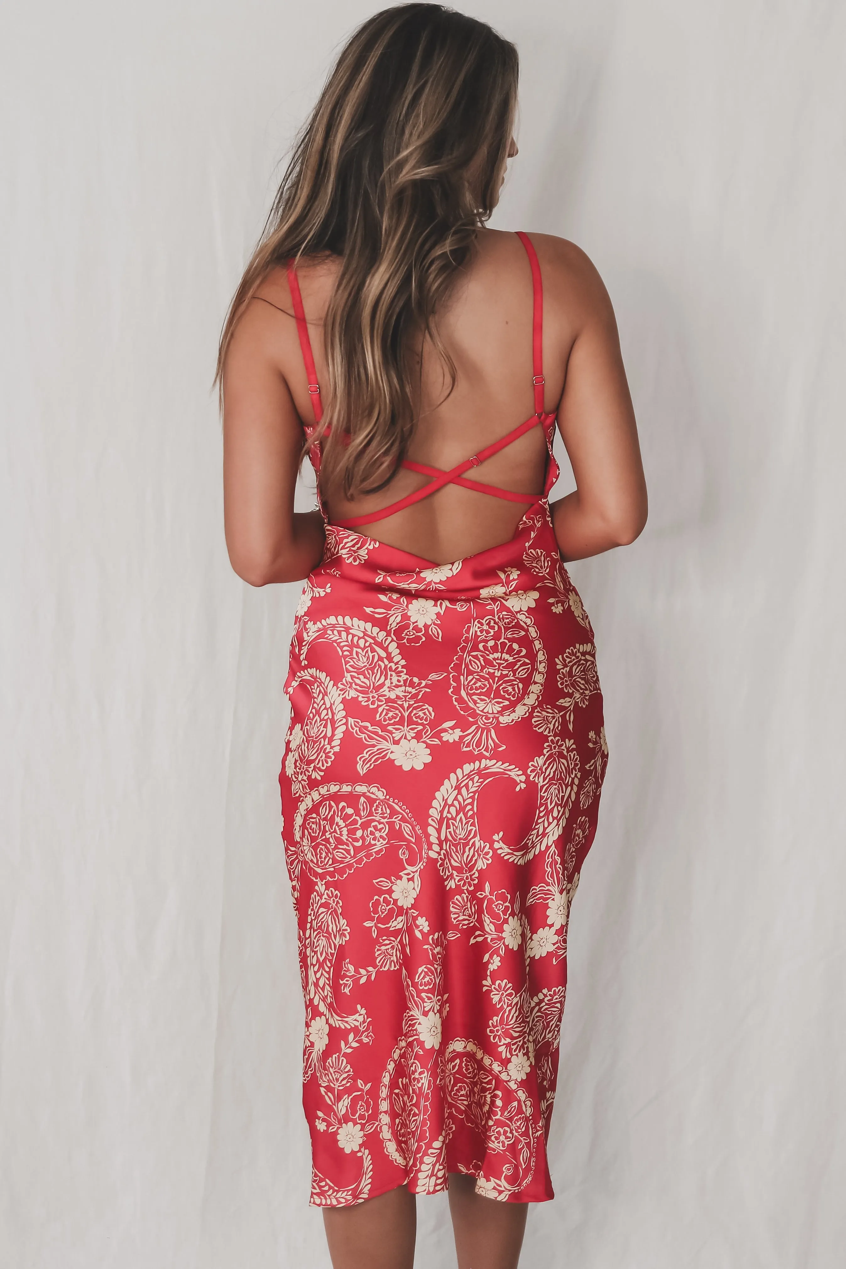 Plus One Princess Red Printed Midi