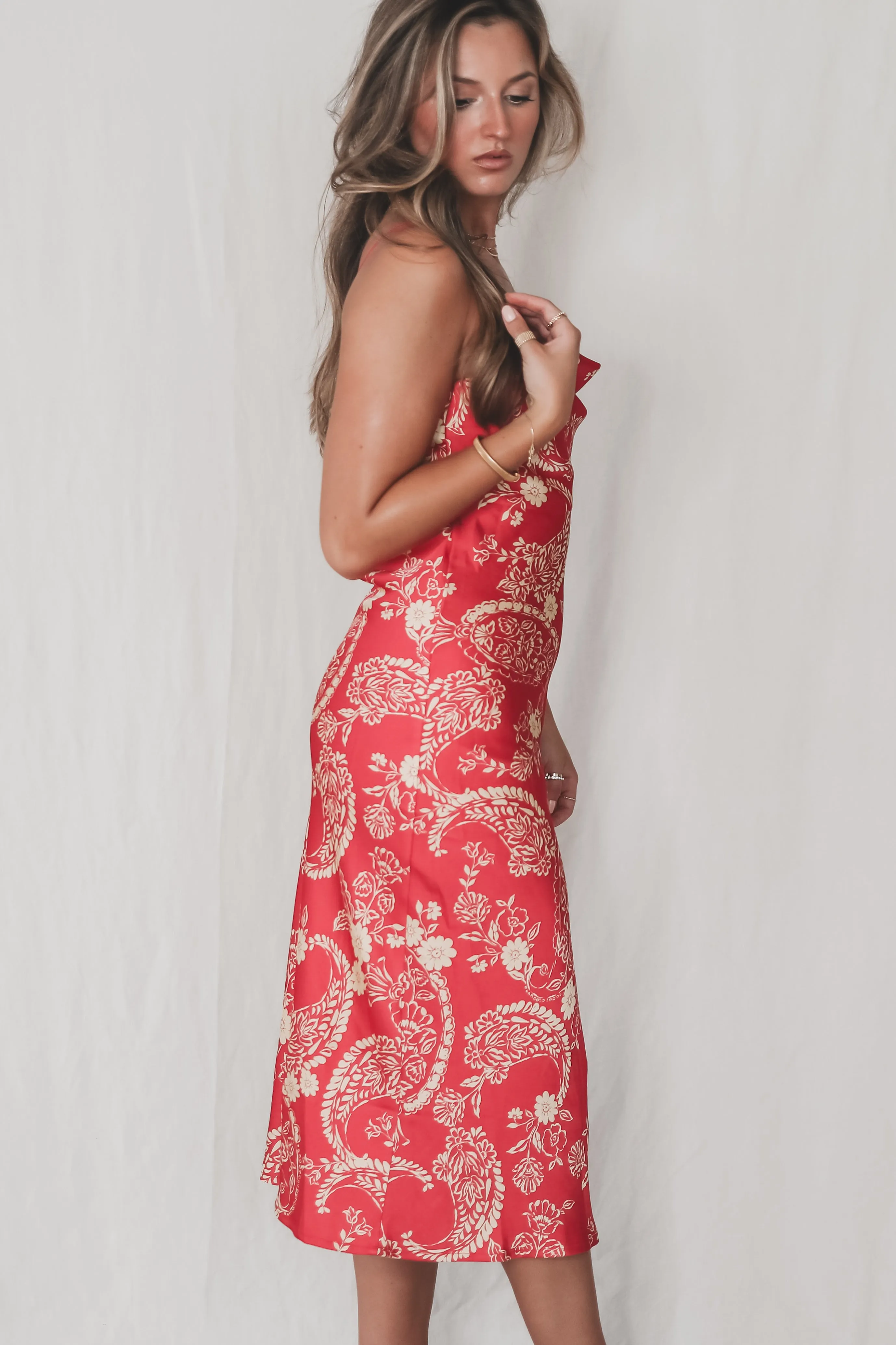 Plus One Princess Red Printed Midi