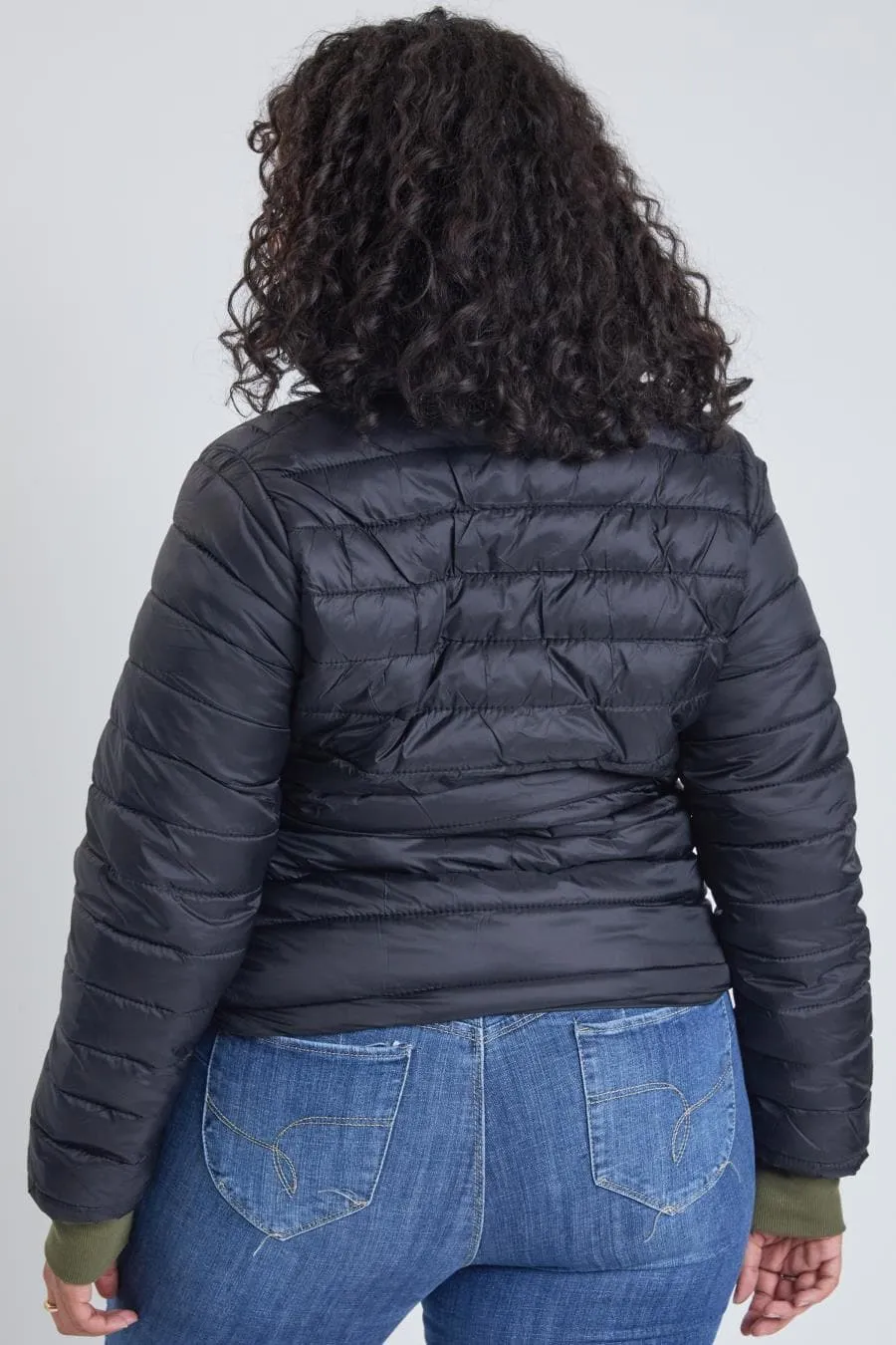 Plus Size Women's Winter Fitted Puffer Jacket