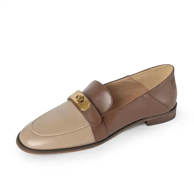 Pre Order:  Metal Lock Slip On Leather Loafers