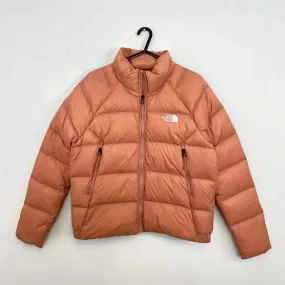 Preowned The North Face Womens 550 Down Nuptse Puffer Jacket Size M Pink Salmon TNF Midweight.