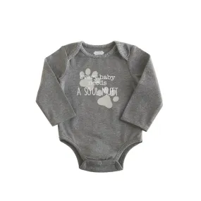 "Baby Needs Soul Mutt" Dog Print Baby Bodysuit Top