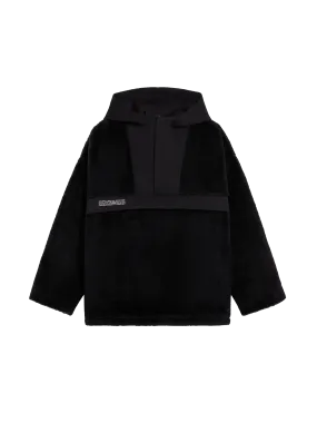 Recycled Wool Fleece Half Zip Jacket—black