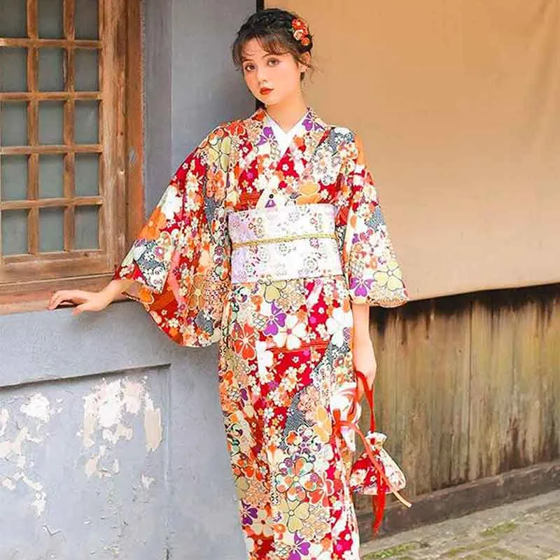 Red Japanese Kimono Robe