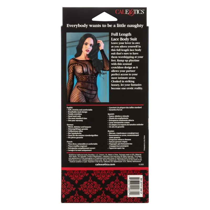 Scandal Full Length Lace Body Suit - One Size -  Black