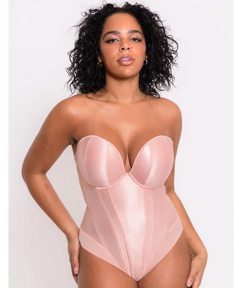 Scantilly Classique Plunge Padded Strapless Bodysuit - Powdery Pink