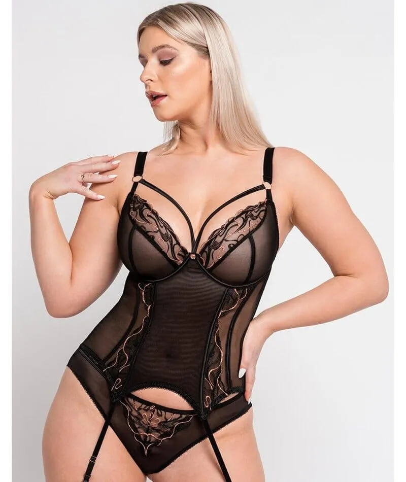 Scantilly Fascinate Plunge Basque - Black