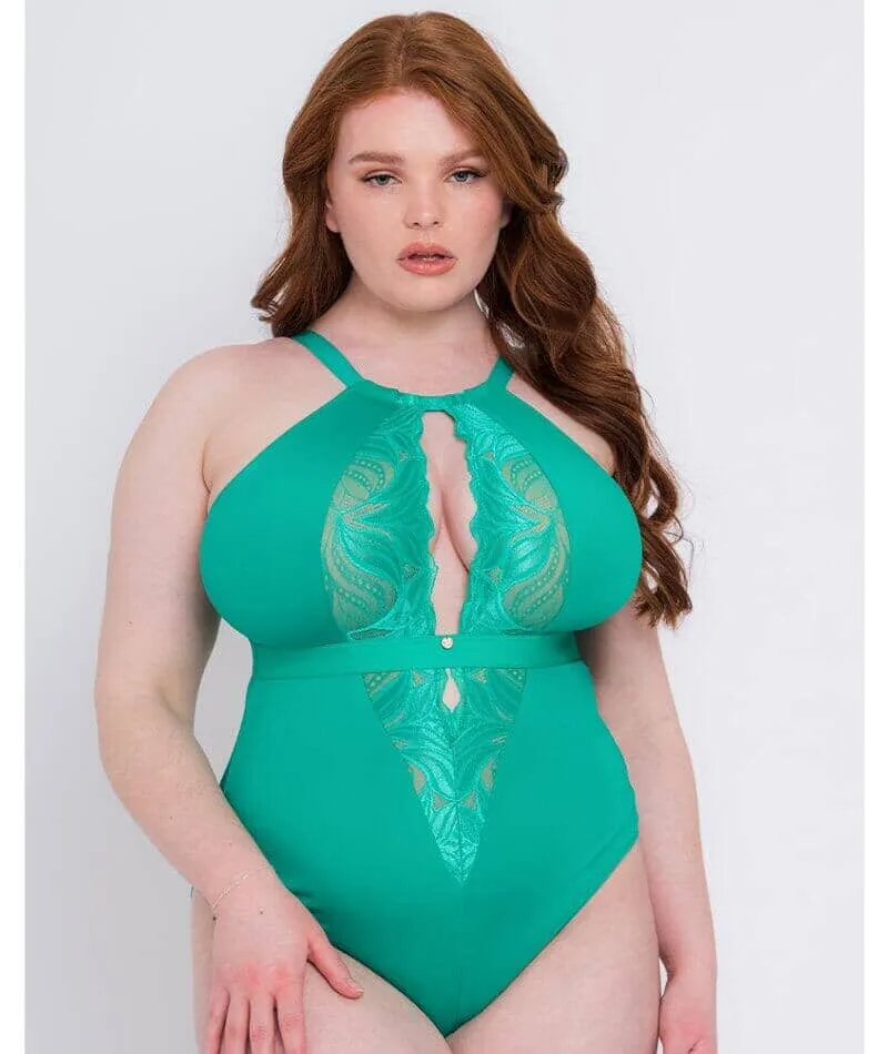 Scantilly Indulgence Stretch Lace Bodysuit - Jade Green