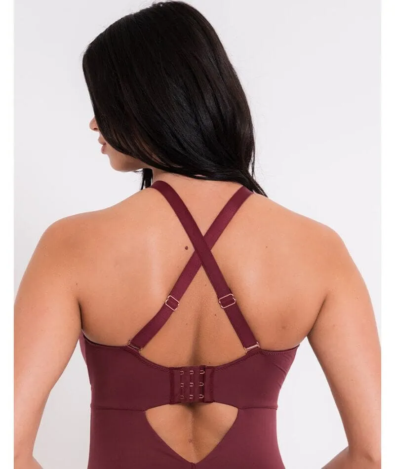 Scantilly Indulgence Stretch Lace Bodysuit - Oxblood Red