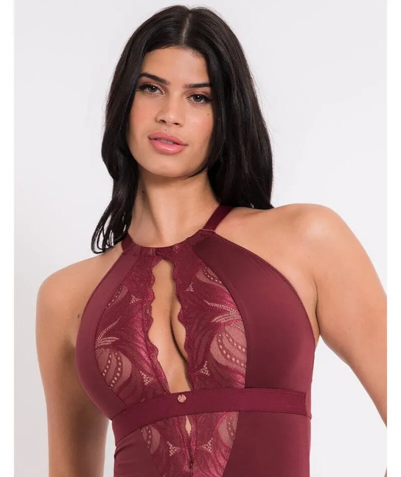 Scantilly Indulgence Stretch Lace Bodysuit - Oxblood Red