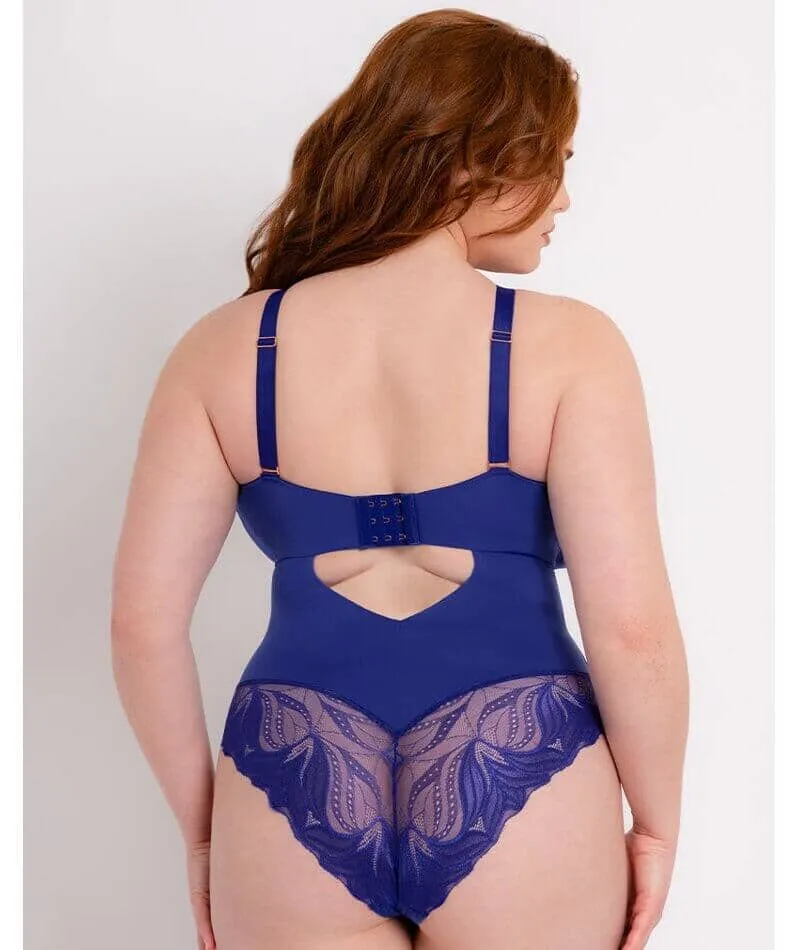 Scantilly Indulgence Stretch Lace Bodysuit - Ultraviolet Blue