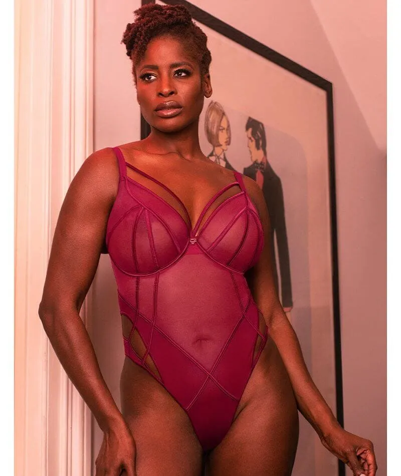 Scantilly Senses Plunge Bodysuit - Cherry Purple