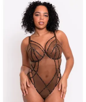 Scantilly Senses Plunge Bodysuit - Leopard Brown