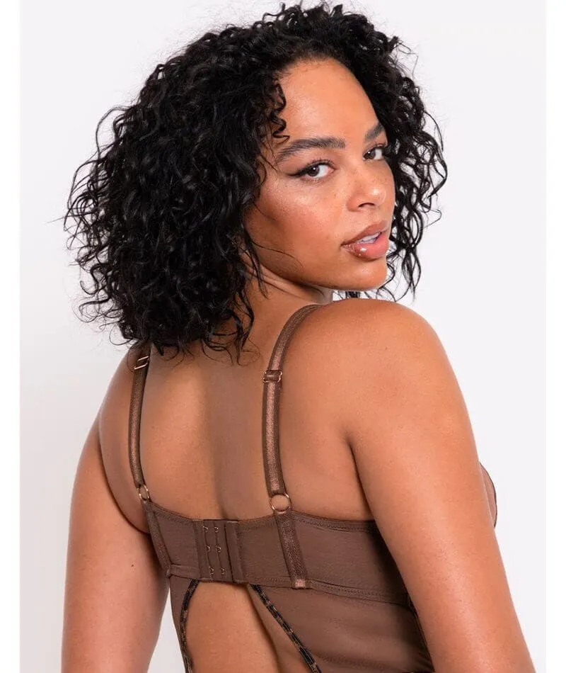 Scantilly Senses Plunge Bodysuit - Leopard Brown