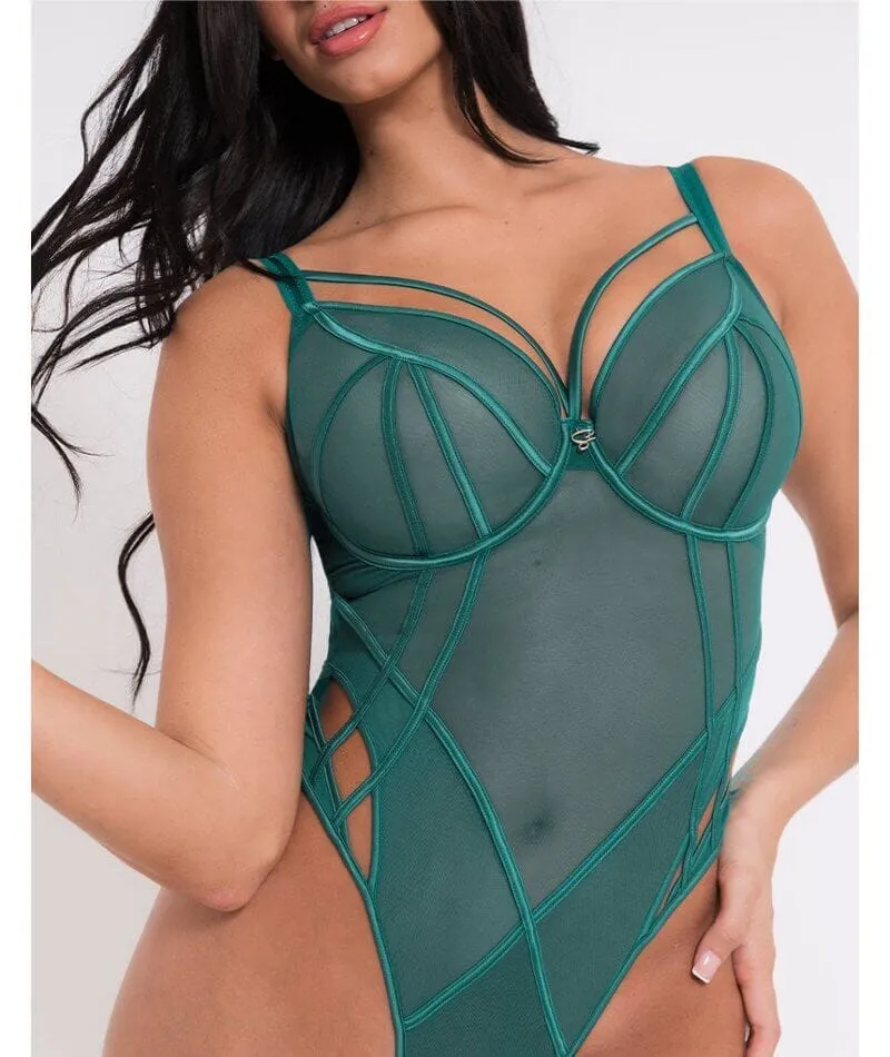 Scantilly Senses Plunge Bodysuit - Verdigris Green