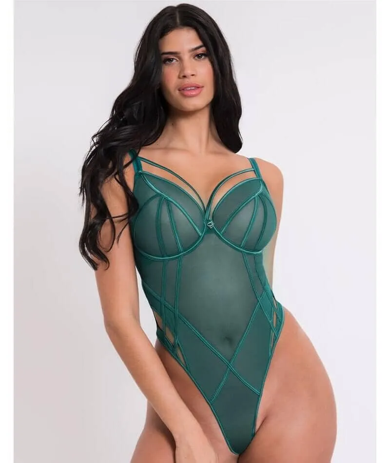 Scantilly Senses Plunge Bodysuit - Verdigris Green