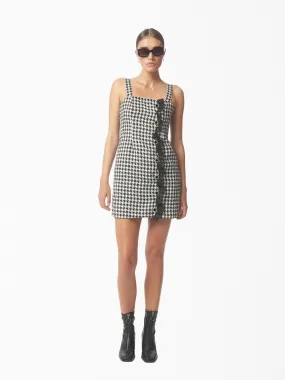 Sequined Houndstooth Bouclé-Knit Mini Dress In Black And White