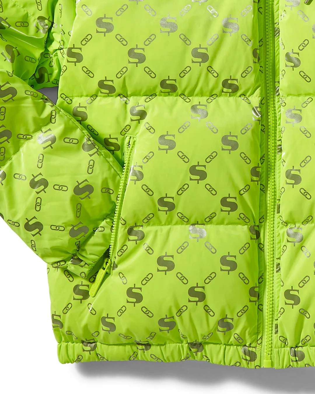 Sg Logo Glossy Matte Puffer Jacket Green