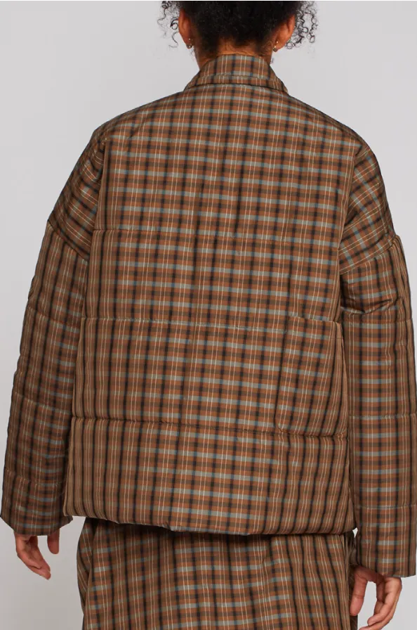 Shosh Brown Plaid Puffer Jacket