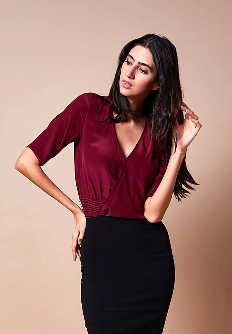 Silk Bodysuit Bordeaux / Black