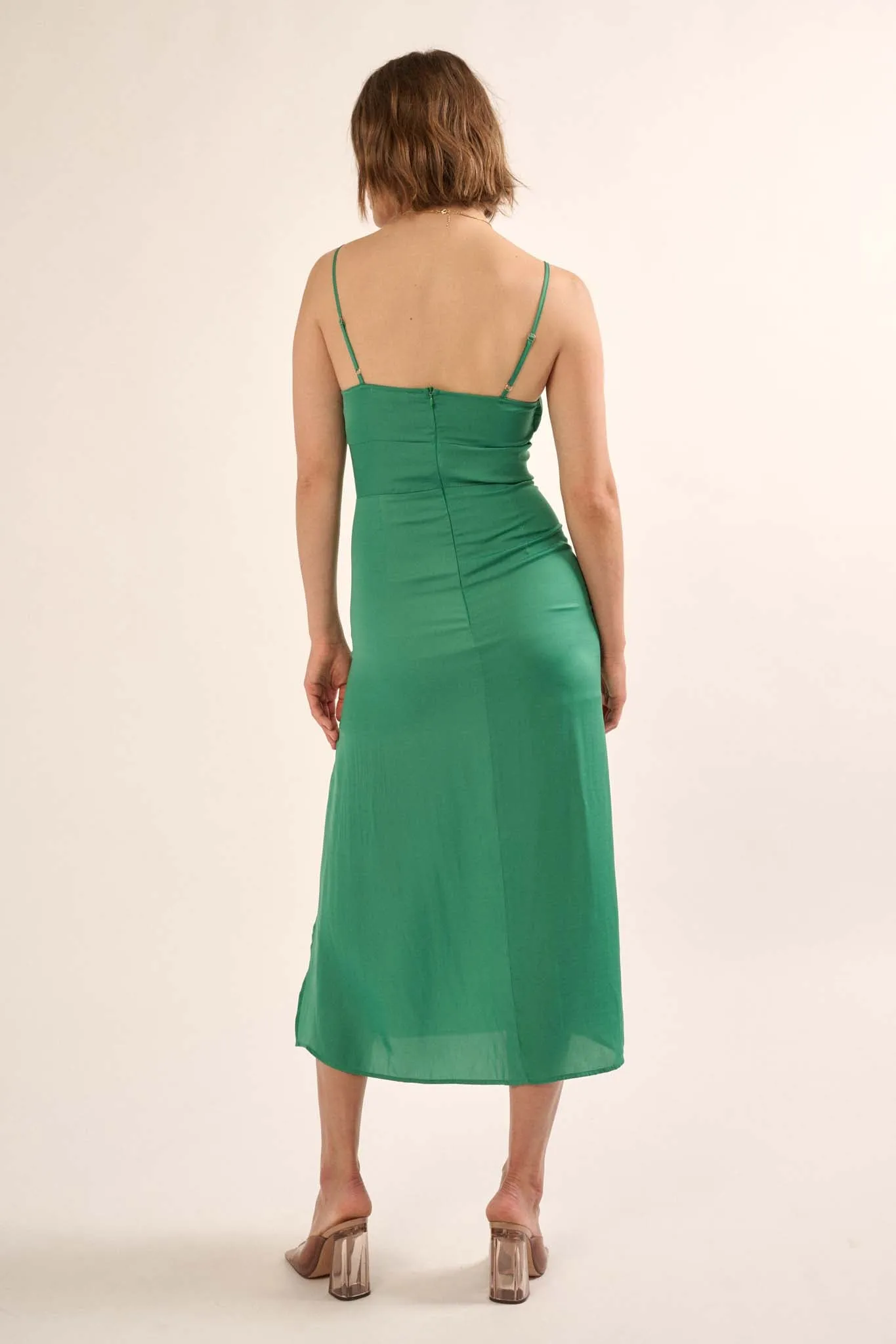 Simply Irresistible Satin Cowl Neck Corset Slip Dress