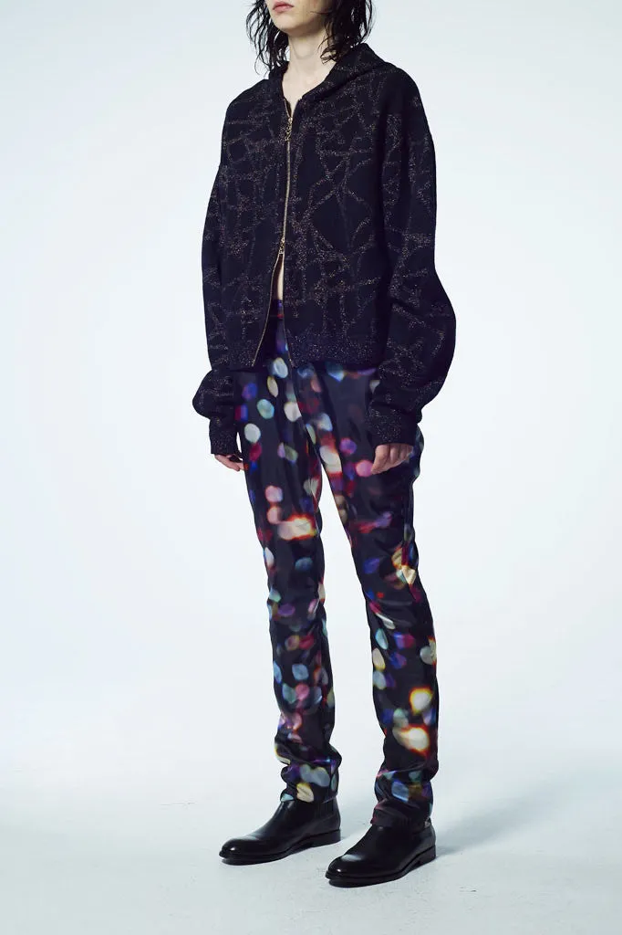 Slade Collection- Hand Writing Star Graphic Knitted Jacquard Over Sized Hoodie Coat