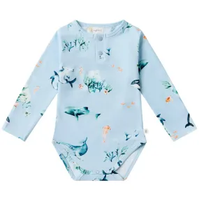 Snuggle Hunny Long Sleeve Bodysuit - Blue Ocean Organic