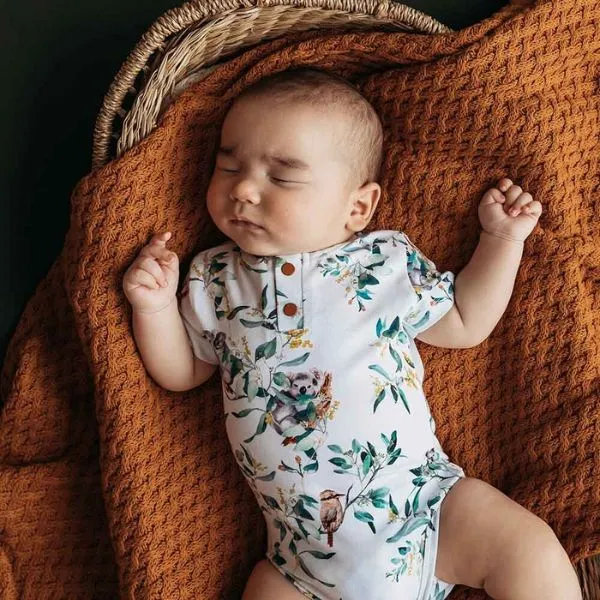 Snuggle Hunny Short Sleeve Bodysuit - Eucalypt Organic