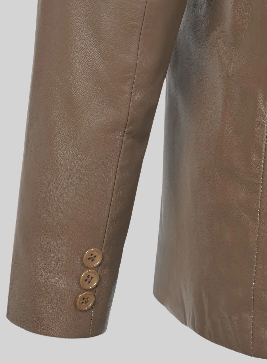 Soft King Brown Leather Pea Coat