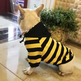 Striped Dog Coat Hoodie  100% Cotton