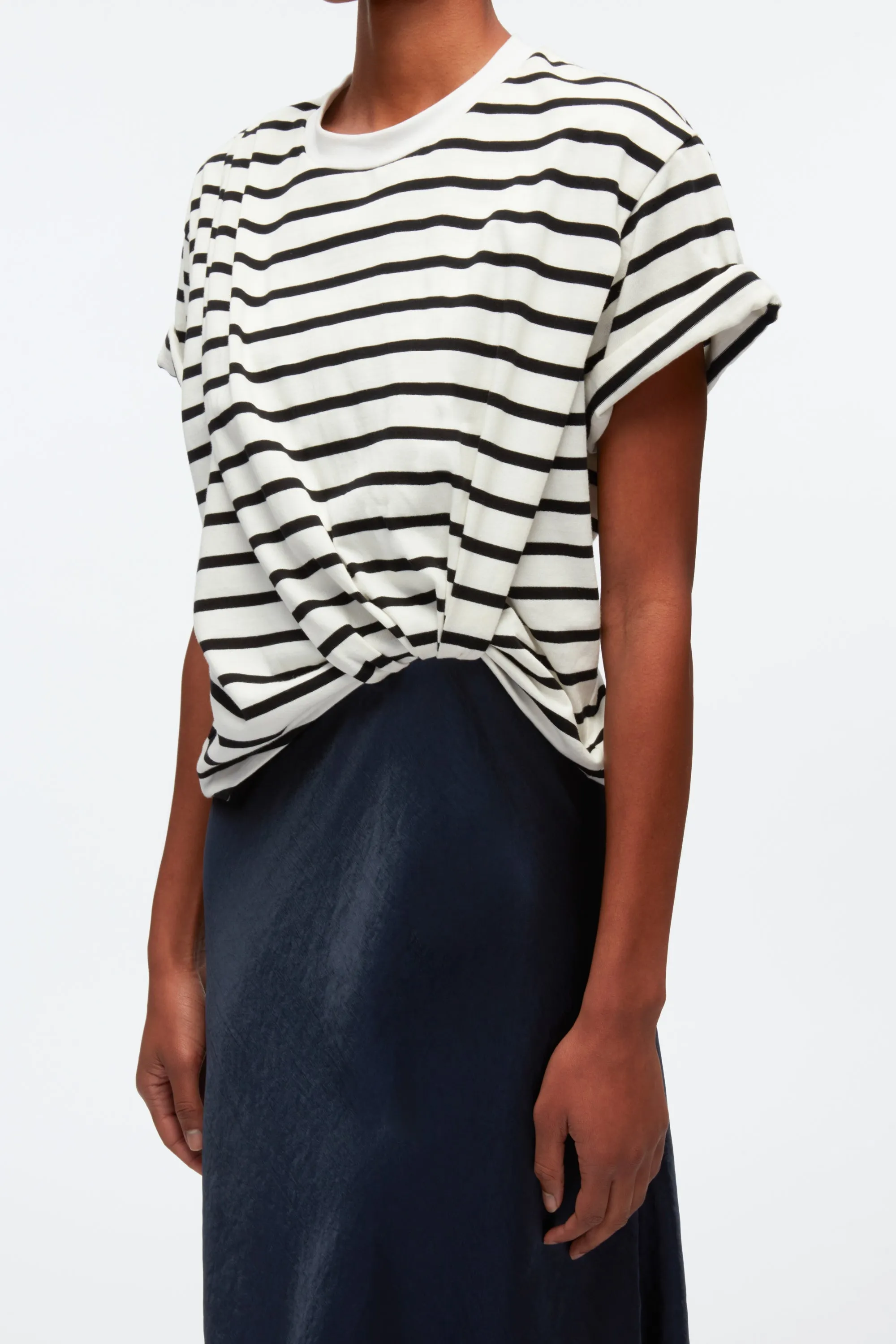 Striped Draped T-shirt Slip Combo Dress