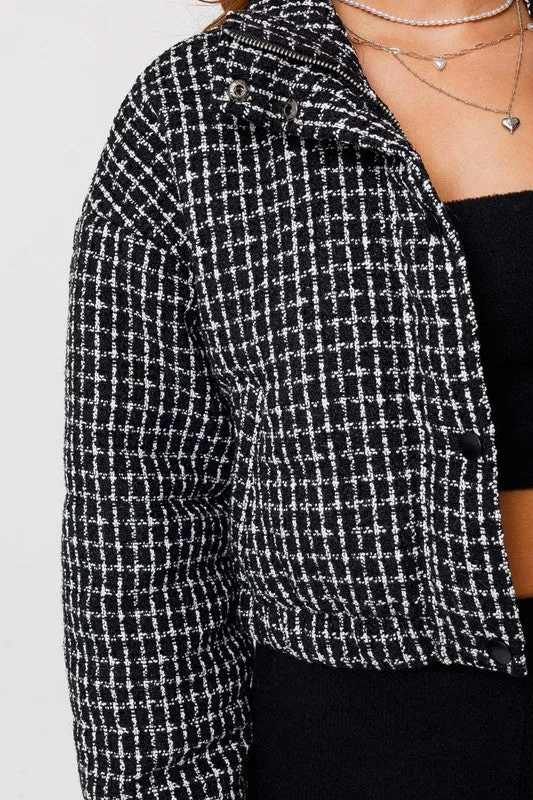 Studios Tweed Crop Puffer Jacket