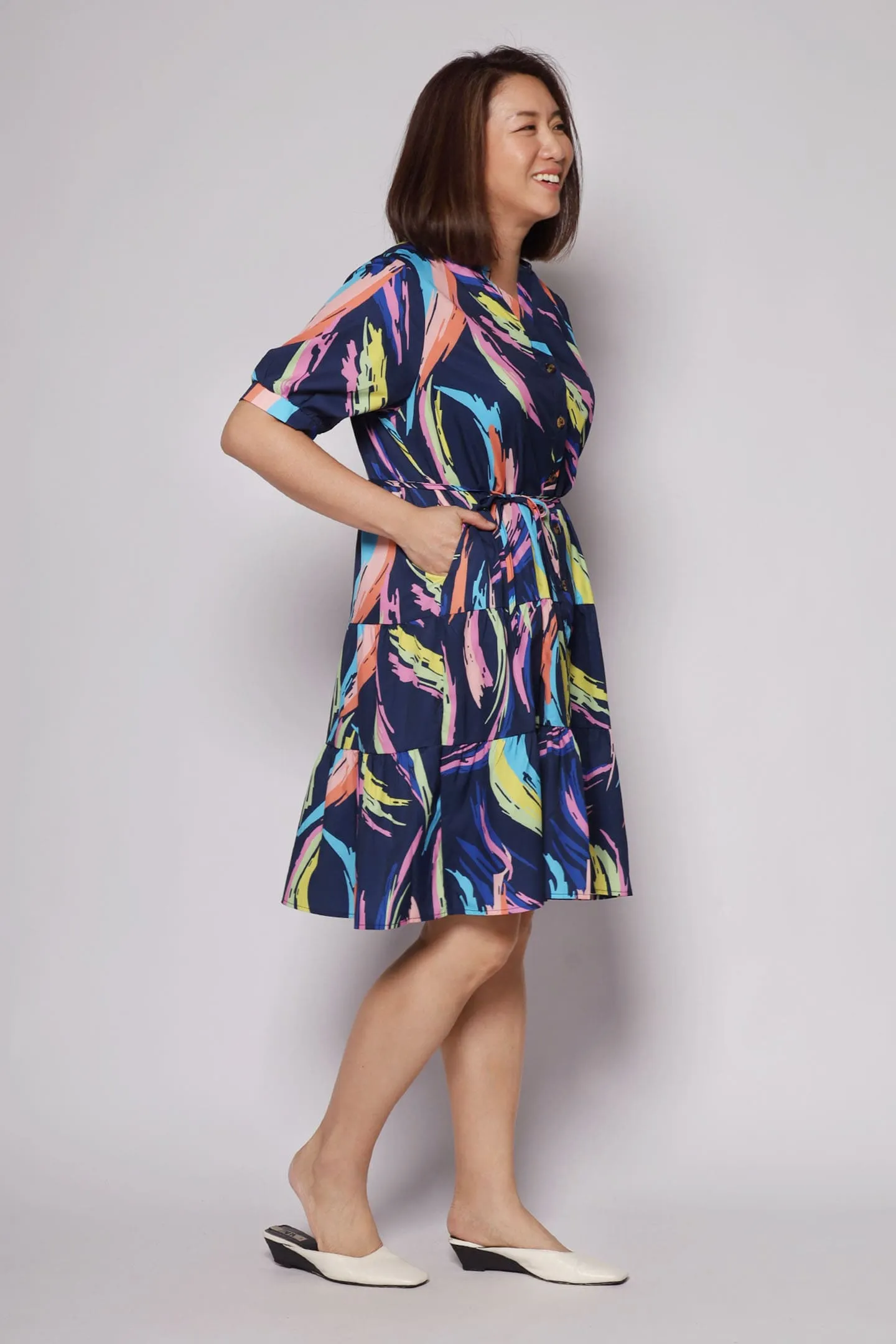 Sue Dress in Watercolour Print