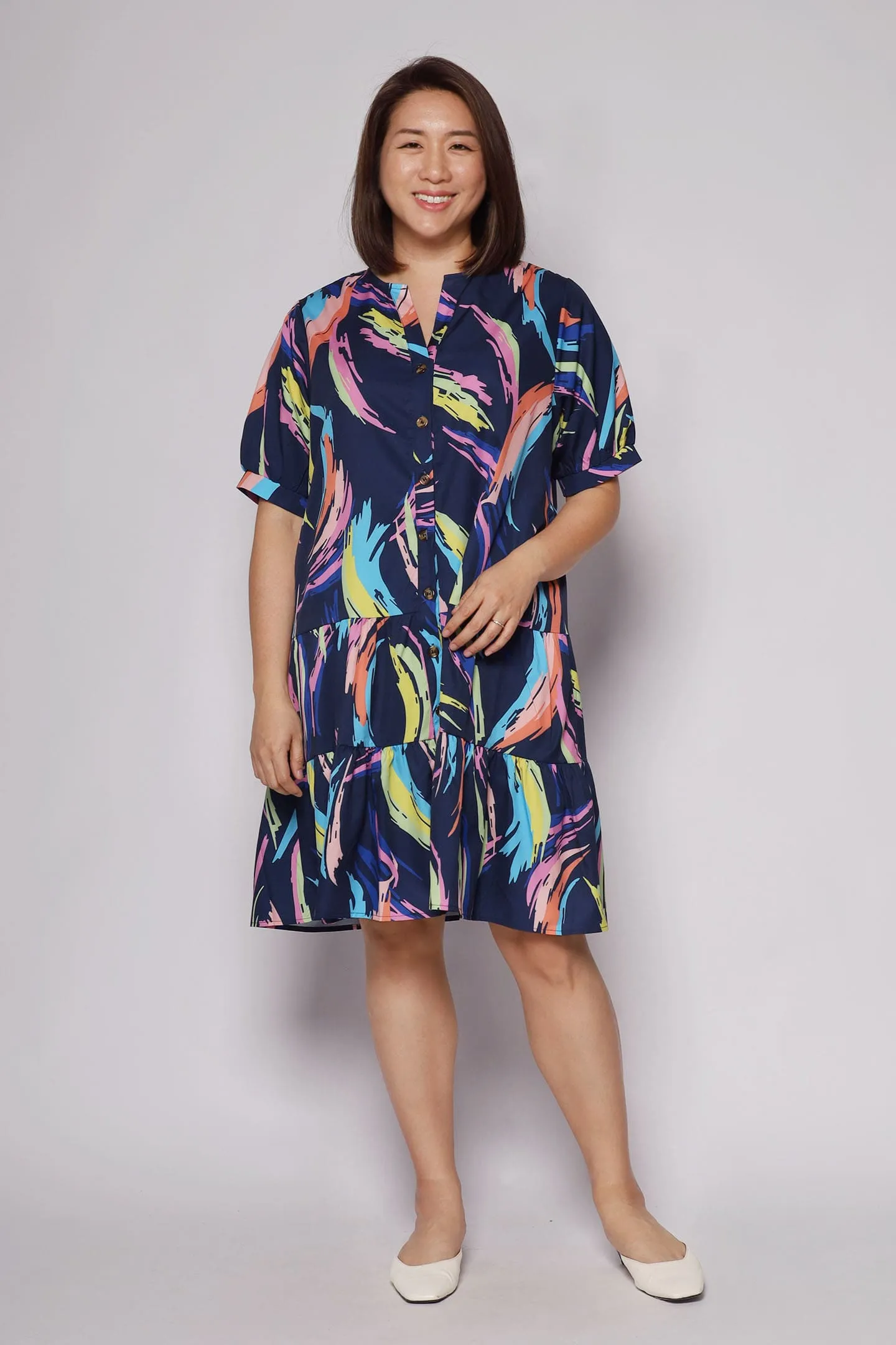 Sue Dress in Watercolour Print